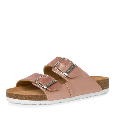 Produktbild von Tamaris Damen Pantolette zwei Schnallen Kork Fußbett Metallic Finish 1-27503-20, Größe:39 EU, Farbe:Rosa