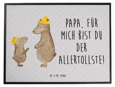 Produktbild von Mr. & Mrs. Panda schreibtischunterlage Bären mit Hut - Grau Pastell - Geschenk, schreibtischunterlagen, Vatertag, tischauflagen, Schreibunterlage, tischpad, Papa, Sohn