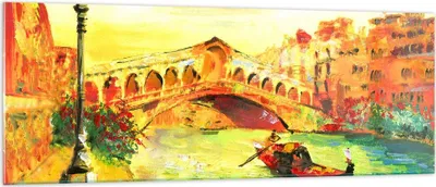 Produktbild von Bilder auf glas - Venedig Gondel - 140x50cm - Glasbilder - Wandbilder - Kunstdruck - zum Aufhängen bereit - Wanddekoration aus Glas - Glas Bilder - Wandbild auf Glas - Einteilig - GAB140x50-3841