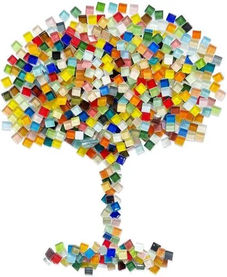 Immagine prodotto di Set per mosaico fai da te da 500 g per artigiani - Tessere di mosaico in vetro multicolori e screziate - Colori assortiti, forma quadrata, per progetti creativi
