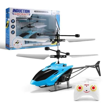 Produktbild von 1 Set RC-Flugzeugspielzeug mit hellem Licht, Gesten-Infrarotsensor Antikollision,Mini-2-Kanal-Hubschrauberspielzeug Kinderspielzeug（Blau）