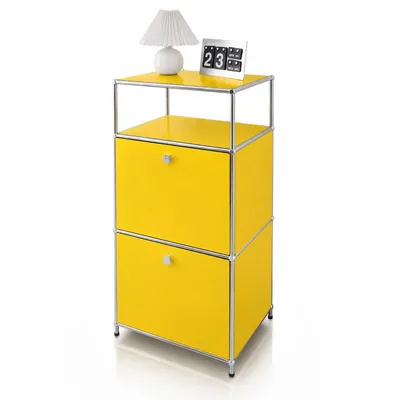 Productafbeelding van Floordirekt multifunctioneel rek Concept Epure MK-120, B50×D40×H100cm, geel, met afsluitbare vakken, modulair opbergrek, metalen frame