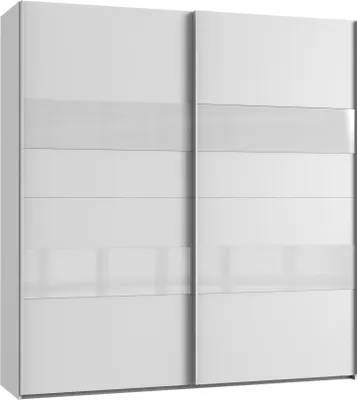Produktbild von Kleiderschrank "Altona2" aus Spanplatte in Weiß mit 2 Türen und 4 Einlegeböden. Abmessungen (B/H/T) 225x236x65 cm
