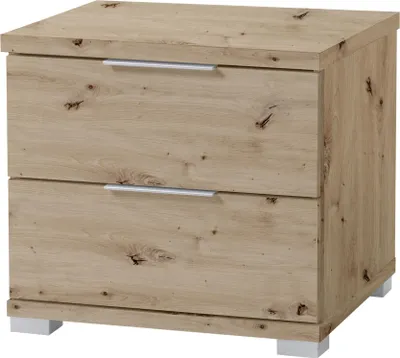Image de Table de chevet « Smilla » en chêne artisanal, mélamine - 46 x 43 x 42 cm (L x H x P)