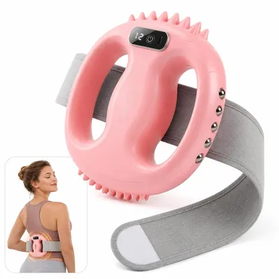 Produktbild von Muskelmassagegerät Kabellos mit 4 Massageköpfen, Handmassagegerät mit LCD Display, 8 Intensitätsstufen, Tiefengewebsmassage für Nacken Rücken Beine