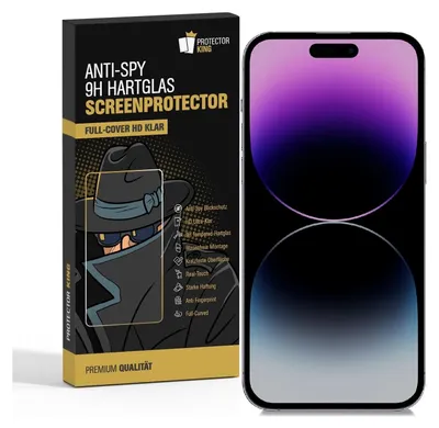 A product box for an anti-spy screen protector is shown next to a smartphone.