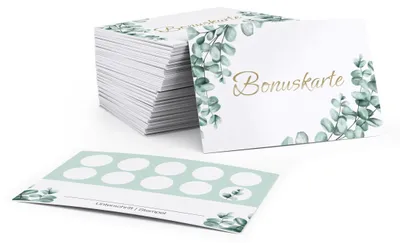 Bonuskarten zum Ausfüllen, Goldrelief, Eukalyptus, 50 Stück