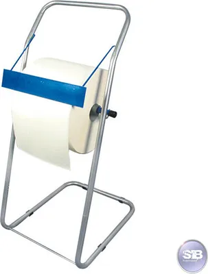 Produktbild von Abrollgerät für Putzpapier, Putztuchrollen Abroller bis 33cm - Bodenständer silber (1000x440x600mm)
