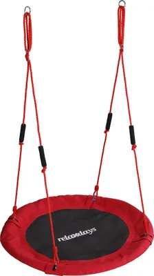 Produktbild von Relaxdays Nestschaukel, runde Hängeschaukel, Schaumstoffgriffe, Kinder, verstellbar, outdoor, Ø: 100 cm, bis 100 kg, rot