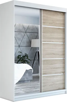 Produktbild von Schwebetürenschrank Kleiderschrank GAP 160 cm Schrank Garderobe Spiegel.Verschiedene Farben (Weiß, Schwarz, Somona). Möbel vom Hersteller!