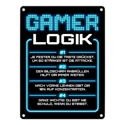 Produktbild von Gamer Logik Metallschild in 15x20 cm in blau