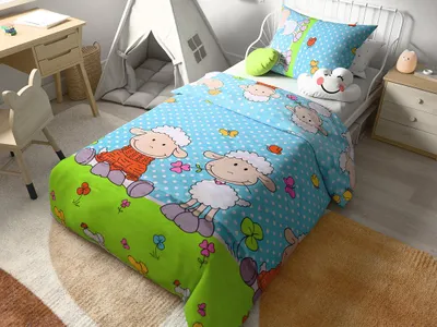 Obrázek produktu pro Bavlněné povlečení do postýlky OVEČKY modré 45x65 + 90x135