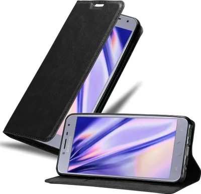 Image de Cadorabo Housse pour Samsung Galaxy J4 2018 Housse de protection en noir Housse pour téléphone portable Etui Case Cover Fermeture magnétique