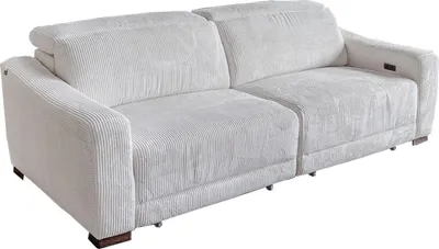 Produktbild von KAWOLA Big Sofa KIANA 3-Sitzer Funktionssofa Kopfstütze verstellbar Cord cremeweiß