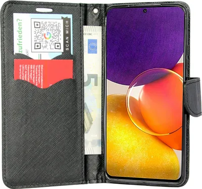 Produktbild von cofi1453® Buch Tasche "Fancy" kompatibel mit SAMSUNG GALAXY A82 (A826S) Handy Hülle Etui Brieftasche Schutzhülle mit Standfunktion, Kartenfach Schwarz
