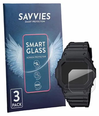 Produktbild von 3x Savvies Schutzglas Folie für Casio G-Shock GW-M5610U-1CJF 9H Panzer Schutzfolie Glas Displayschutz klar transparent
