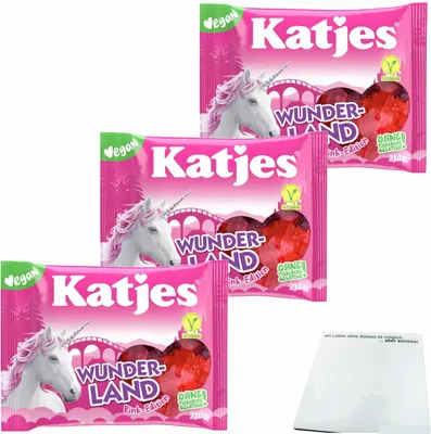 Produktbild von Katjes Wunderland Pink 3er Pack (3x210g Packung) + usy Block