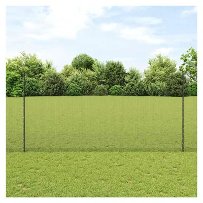 Produktbild von Zaun mit grauen Pfosten, 1,5 x 25 m, aus Stahl und PVC, Drahtgeflecht für Garten und Terrasse