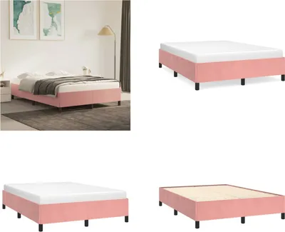 Produktbild von vidaXL Bettgestell Rosa 140x190 cm Samt - Bettgestell - Bettgestelle - Bettrahmen - Bett