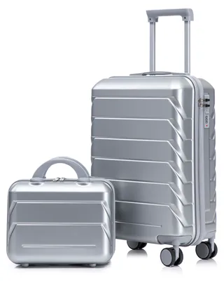 Produktbild von Reisegepaeck-Set 2-teilig, ABS-Hartschale, Spinner-Rollen, Zahlenschloss, 36 x 21 x 55 cm, Silber