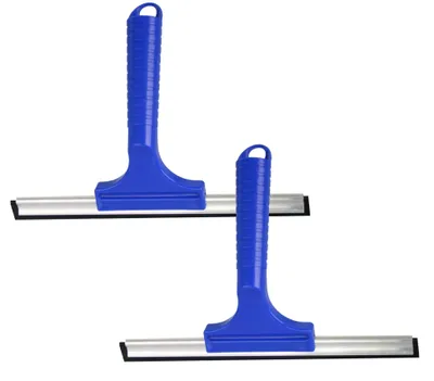 Produktbild von Novaliv 2er Set Fensterabzieher 23 cm Aluleiste mit Gummilippe für streifenfreies Abziehen Blau Fensterreiniger Fensterlippe Fensterreinigung Abzieher Fenster Fensterputzer Fensterwischer Duschabzieher