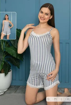 Immagine prodotto di Pigiama donna pigiama bianco S corto %100 viscosa 2 pezzi M-84