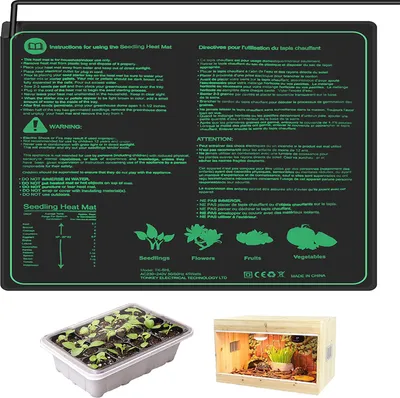 Produktbild von 45W Heizmatte Wärmematte mit Thermostat 50x52cm，Sämling Pflanzen-Heizmatte，Wasserdicht Heizkissen，Wärmematte Reptil für Zimmergewächshaus Pflanzen