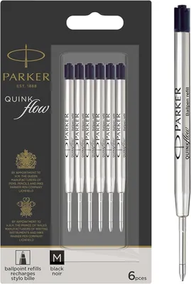 Obrázok produktu pre Parker – Plniace pero – Stredná špička – Čierna farba QuinkFlow – Balenie 6 kusov