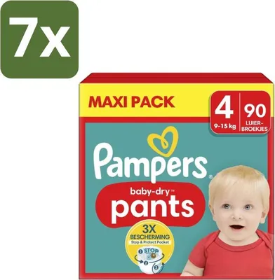 Image de Pampers – Couches-culottes – Couches pour bébés taille 4 – 90 couches – Pack économique – 7 pièces
