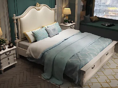 Produktbild von Bett Polster Design Luxus Doppel Hotel Betten Königliches Barock Holz Möbel Neu