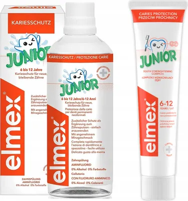 Immagine prodotto di Elmex | Dentifricio - Dentifricio + collutorio Junior 6-12 anni - Fluoro - Prevenzione della carie - Gusto menta