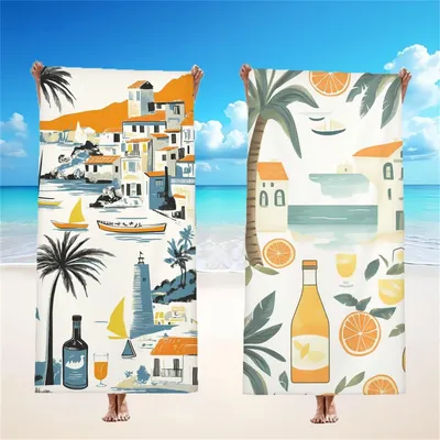 Image de Ensemble de deux serviettes de plage en microfibre, à séchage rapide et résistantes au sable