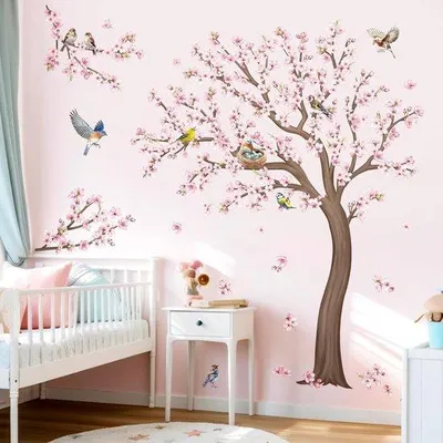 Produktbild von Famanu Wandsticker Kirschblütenbaum – Rosa Blüten für Schlafzimmer und Wohnzimmer