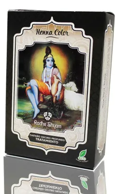 Imagen del producto de Tinte semipermanente Radhe Shyam, color marrón oscuro, henna en polvo (100 g)