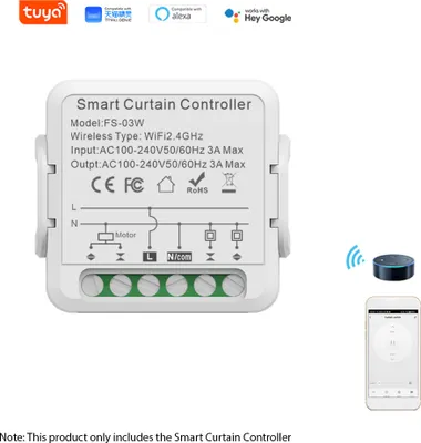 Produktbild von Smart Curtain Controller Tuya APP WiFi Smart Switch Modul, Smart Curtain Opener, Sprachsteuerung, Gemeinsam genutzte Geraete, Smart Timing-Funktion