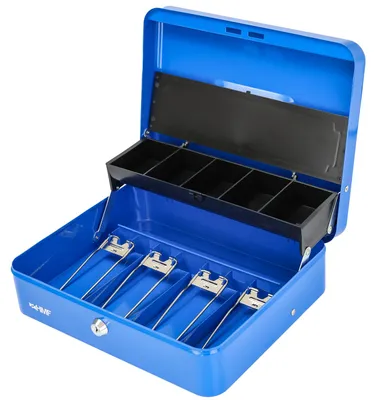 Produktbild von Geldkassette abschließbar, 5 Münzfächer & 4 Scheinfächer, HMF 15230-05, Blau