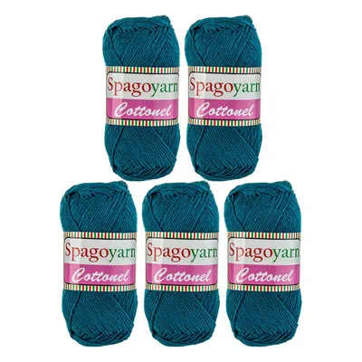 Produktbild von Strickgarn Baumwolleel Uni 5 x 100g Häkelgarn Strickwolle Handstrickgarn Farbwahl, Farbe:petrol