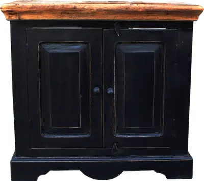 Produktbild von SIT Möbel Bad-Unterschrank | 2 Türen | Mango + MDF | schwarz mit honigfarbiger Deckplatte | B 66 x T 41 x H 60 cm | 05898-11 | Serie CORSICA