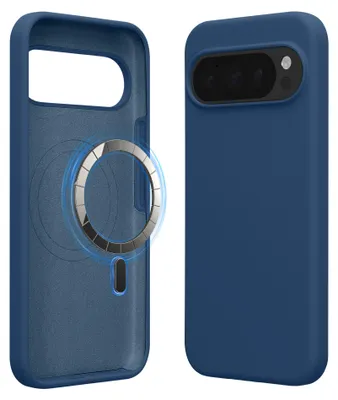 Produktbild von kwmobile Hülle kompatibel mit Google Pixel 10 Pro XL Hülle - magnetisches Silikon Case kompatibel mit MagSafe - Cover gummiert Marineblau