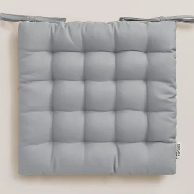 Image de Coussin de chaise - Coussin de siège avec attaches - 40 x 40 x 4,5 cm - Gris clair - 1 pièce