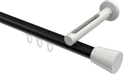 Produktbild von Interdeco Innenlaufstange / Gardinenstange mit Innenlauf Schwarz / Weiß, Typ Siteno Sitra (Konus), 20 mm Ø 1-läufig, 320 cm