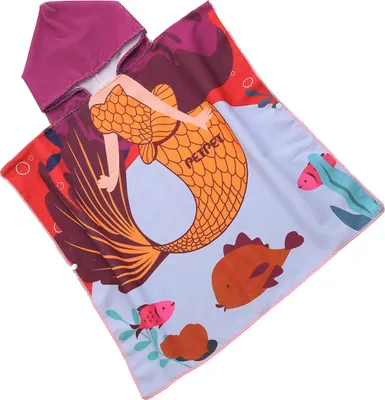 Produktbild von FEBE Badeponcho Kinder Mermaid Badetuch Mit Kapuze Bademantel für Kleinkind