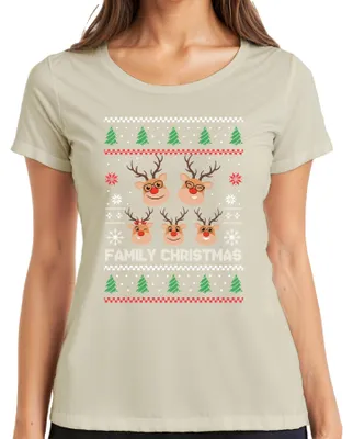 Productafbeelding van Familiekersttrui - Kerstcadeau - Kerstshirt voor dames, maat L, natuurlijke kleuren