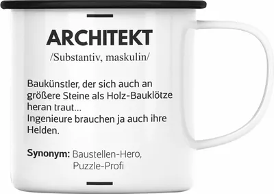 Produktbild von Trendation - Architekt Geschenke Emaille Tasse Lustig Emaille Emaille Tasse mit Spruch Architektur Architekten Geschenkidee Spruch (Schwarz)