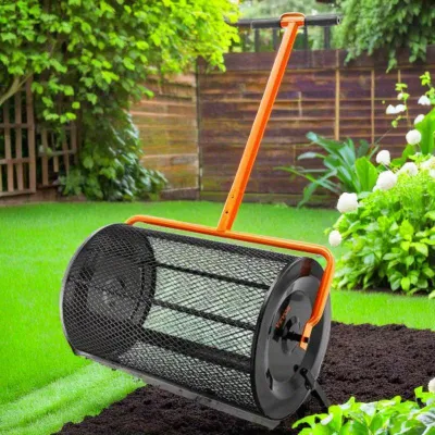Zdjęcie produktu dla Rozrzutnik kompostu ze stali pokrytej proszkowo, z regulowaną rączką i szerokością roboczą 60 cm