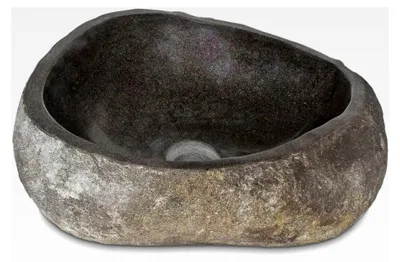 Produktbild von Flussstein Handwaschbecken aus Naturstein Waschschale Stein Findling Natur Grau ca. 30-35 cm