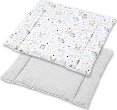 Produktbild von Wickelkissen 75x72 cm aus weicher Baumwolle waschbar Eulenprint - für Babys Wickeltisch & Wickelkissen
