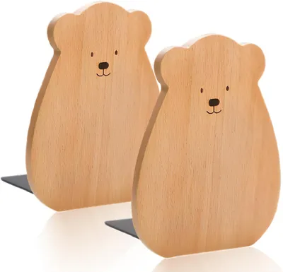 Image de Supports de livres en bois de hêtre, lot de 2, dimensions 15x12x10,5 cm, pour l'école et le bureau