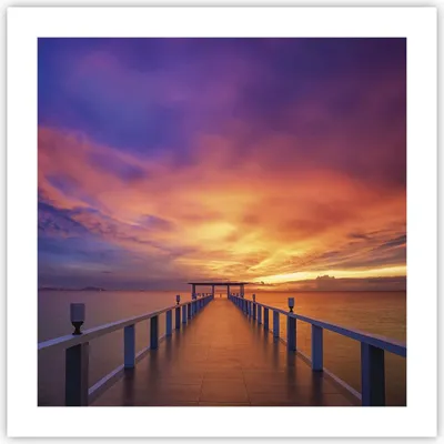 Produktbild von Poster - Poster ohne Rahmen - Himmel die Farben Pier - 50x50 cm - Wand Bild - Wanddeko - Wandbilder - Kunstposter - Wandposter - Bilder - Kunstdruck - Wanddekoration - Wandbild - P2XAC50x50-4202
