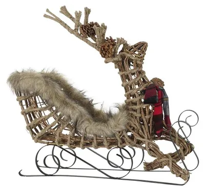 Jute-Schlitten mit Rentier, Deko, 63x20x52 cm